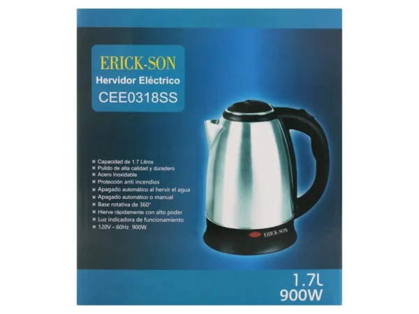 Hervidor eléctrico Erick-Son 1.7 l Negro y Plateado - Imagen 2
