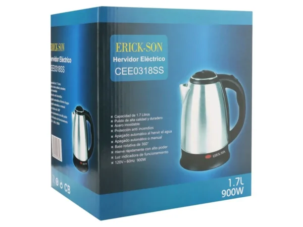Hervidor eléctrico Erick-Son 1.7 l Negro y Plateado - Imagen 4