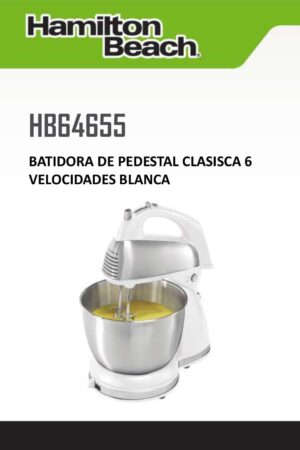 Batidora Hamilton Beach con tazon de acero inoxidable.