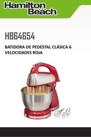 Batidora Hamilton Beach con tazon de acero inoxidable.