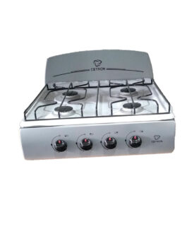 Estufa de mesa Cetron de 4 hornillas, cubierta de acero inoxidable