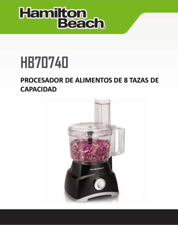 Procesador Hamilton Beach de 8 tazas de capacidad.