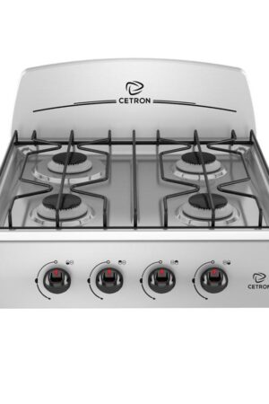 Estufa de mesa Cetron de 4 hornillas, cubierta de acero inoxidable